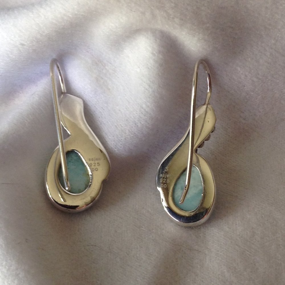 Sajen Larimar Pendant Pearl Accent Sterling Silver with Matching Earrings - Picture 5 of 16